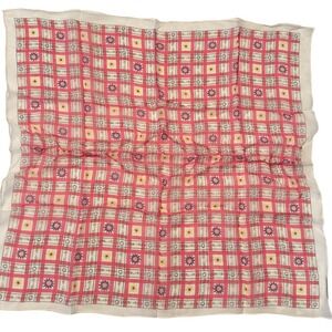 Cejon Accessories Silk Square Scarf Pink Gingham Floral Plaid Vintage 90s Y2K